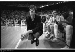 An image from the Lynn Johnson Collection: Pat Summitt watches the court from the sidelines, 1998