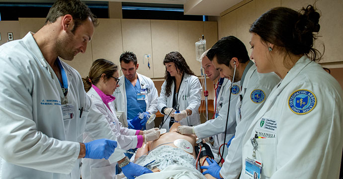 Students working on test patient