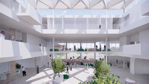 New Med Ed building atrium sketch