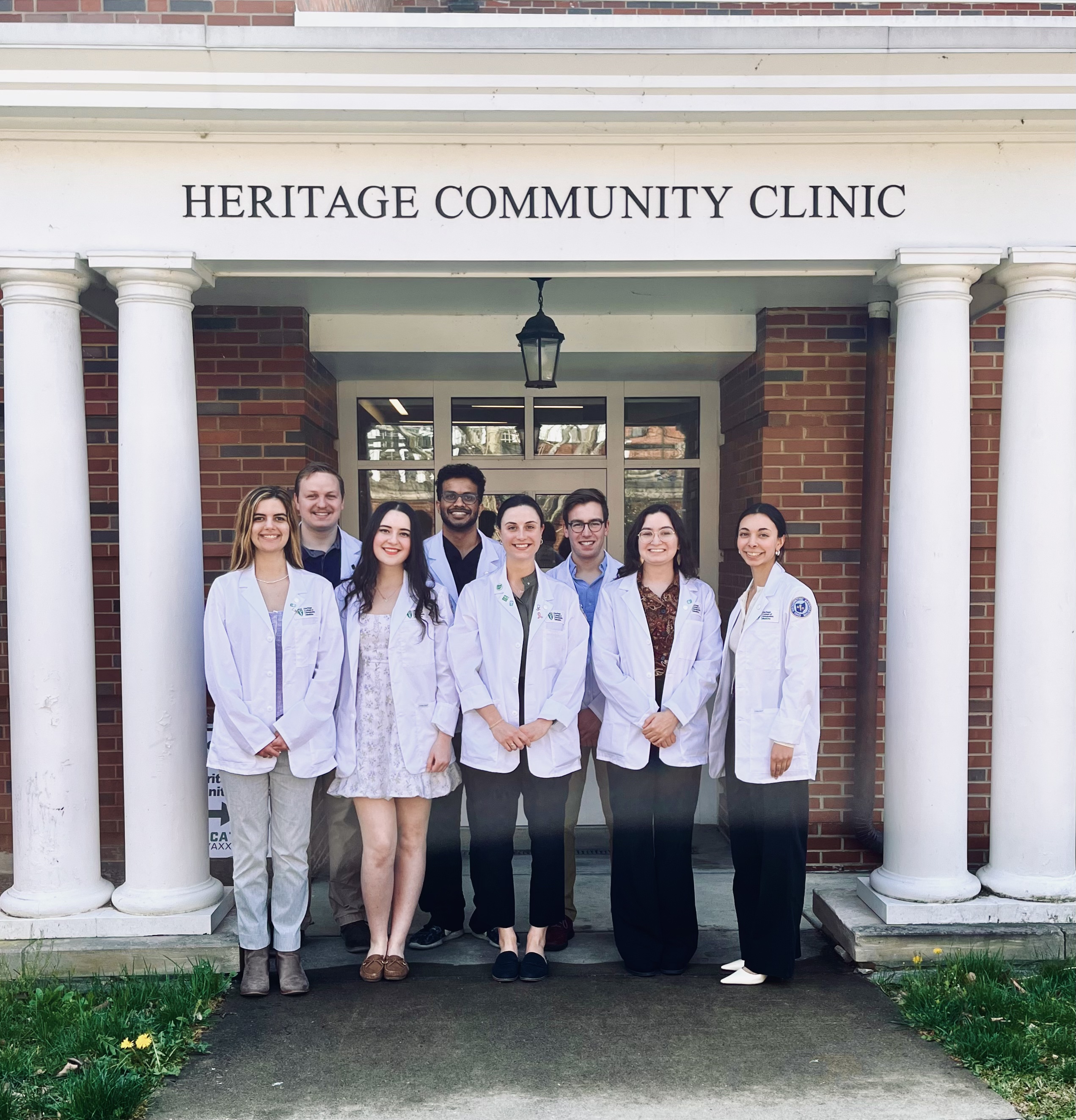 Photo of a group of Heritage College students who work at the Care Clinic.