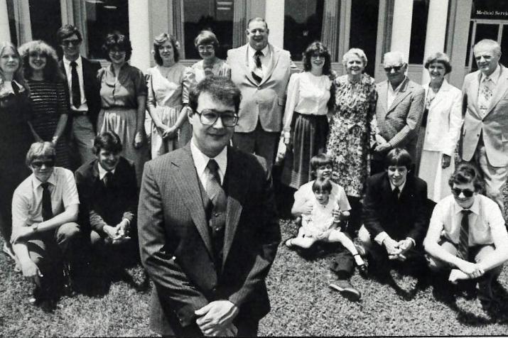 Mark Wagner poses with his family at his 1983 graduation from the Heritage College.