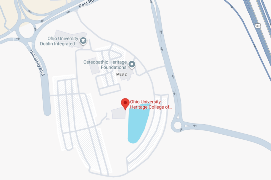 Map of the Ohio University Heritage College Dublin campus