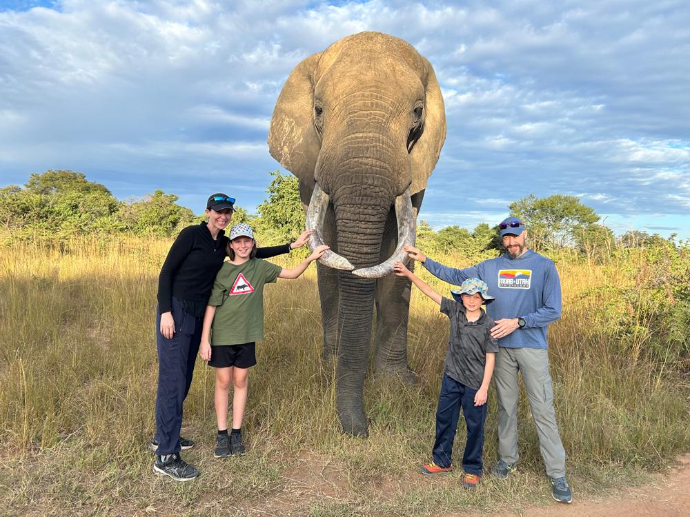 Reaves and family with elephant