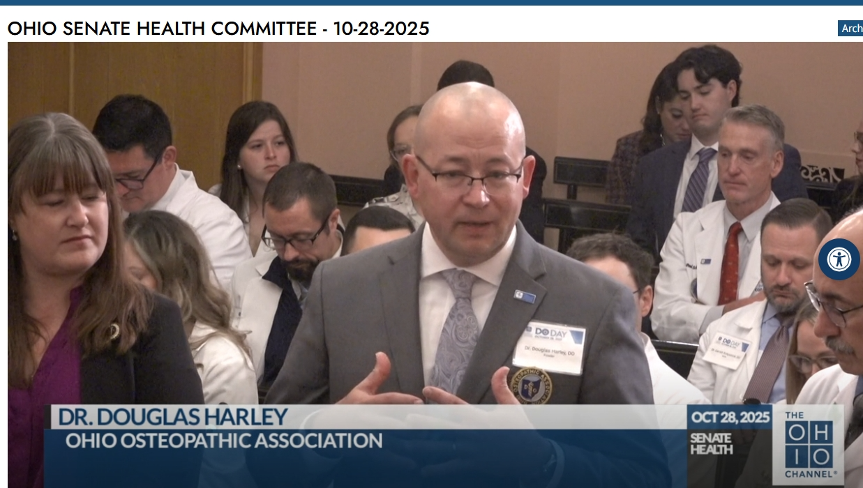 Douglas Harley testifying before Ohio Senate Health Committee
