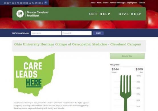 Screenshot of the Cleveland Campus virtual food drive.