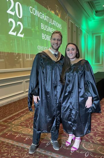 Daniel Persson and Lauren Donovan at their MBA graduation ceremony