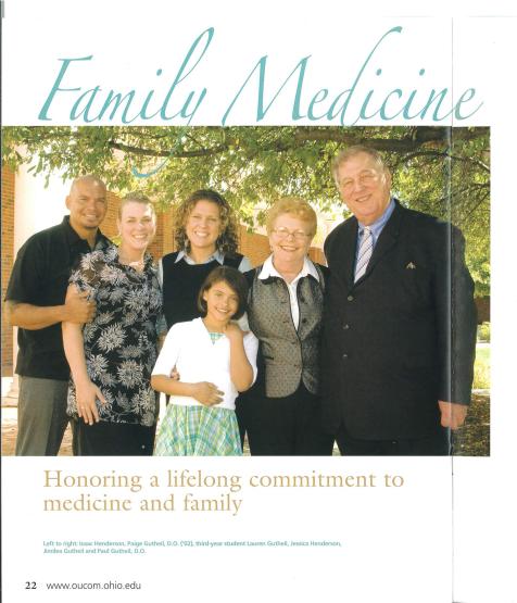 Magazine article featuring photo of the Gutheil family