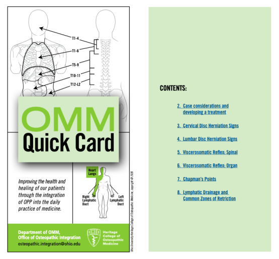 Image of front cover and contents page of OMM Quick Card