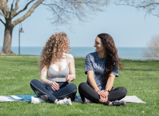 Cucci and Green at Female Partnered Health's Yoga for Strong Bones event