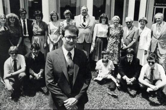 Mark Wagner poses with his family at his 1983 graduation from the Heritage College.