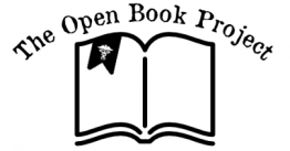 Graphic for the Open Book Project, featuring an outline of an open book
