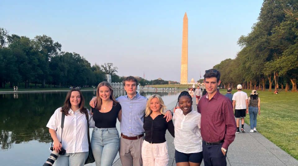 Students pose for a photo in Washington D.C.