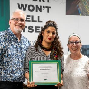 Left to Right: Dr. Scott Titsworth, Parwana Hamdam and Dr. Angela Hosek