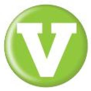 School of Visual Communication logo - a serif V inside a bright green circle.