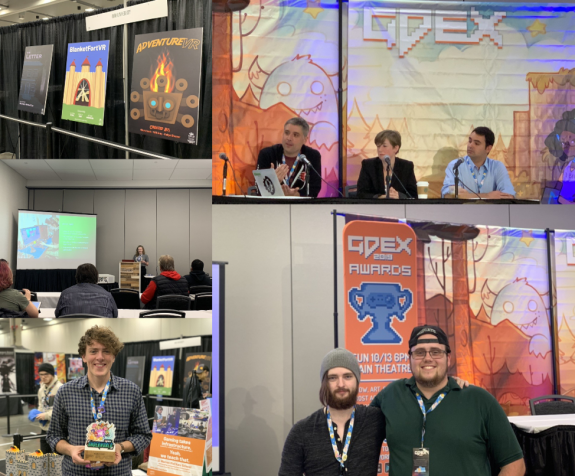 Pictured are the members of OU at Gdex, whether it was showcasing their games or speaking at the event