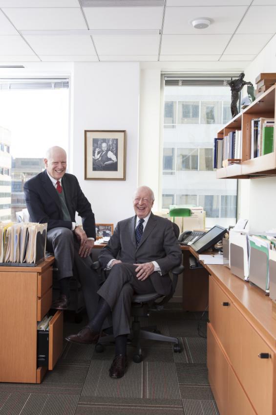 Knight Kiplinger, left, and the late Austin H. Kiplinger in their company office in Washington, D.C.