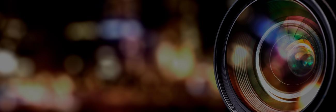Illustration of camera lens and blurred background