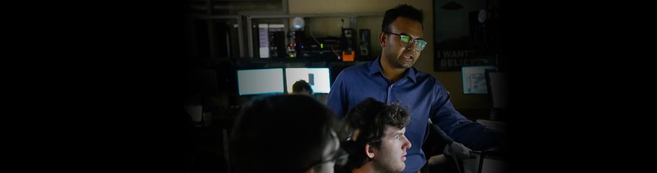 Students working in the Information Networking Lab in Schoonover Center.