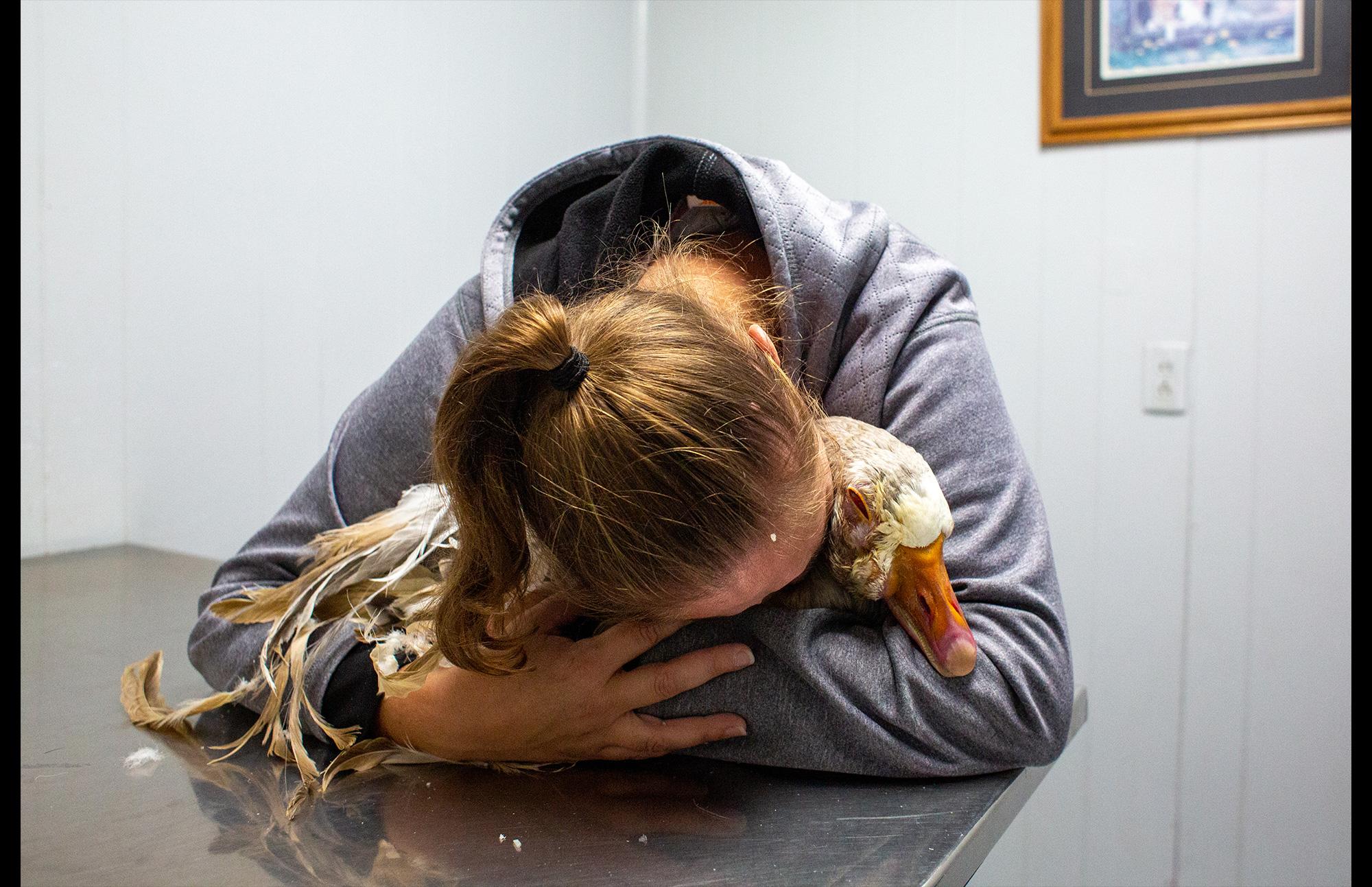 woman grieving pet