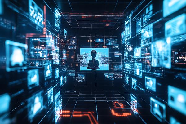 illustration of a tunnel of video screens