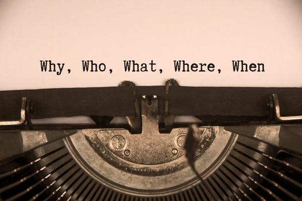 Typewriter of Why, Who, What, Where, When