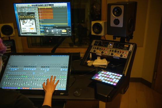 Sound equipment in OHIO's sound mixing and mastering studio