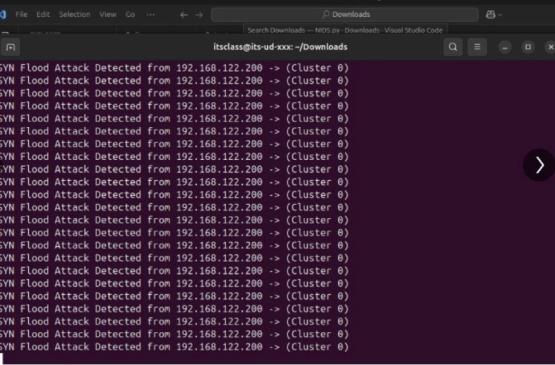 Screen showing ping replies