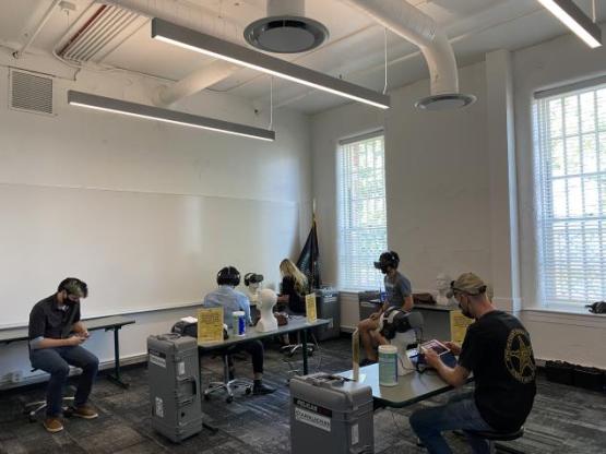 Event attendees engaging in the immersive technologies