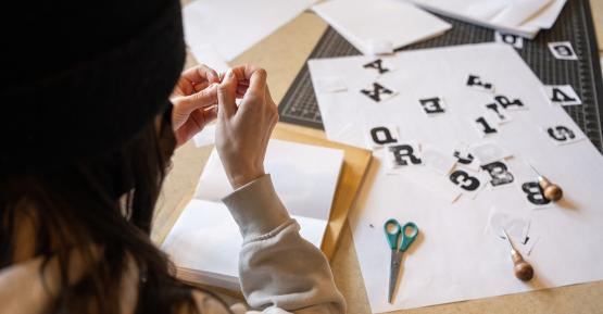 Darren Baker teaches a letterpress class at Seigfred Hall.