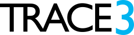 logo trace displayed in black, 3 displayed in blue