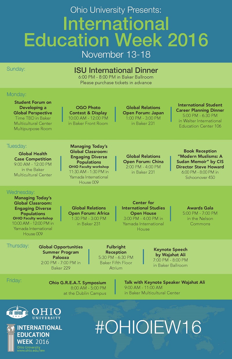 International Education Week 2016 schedule