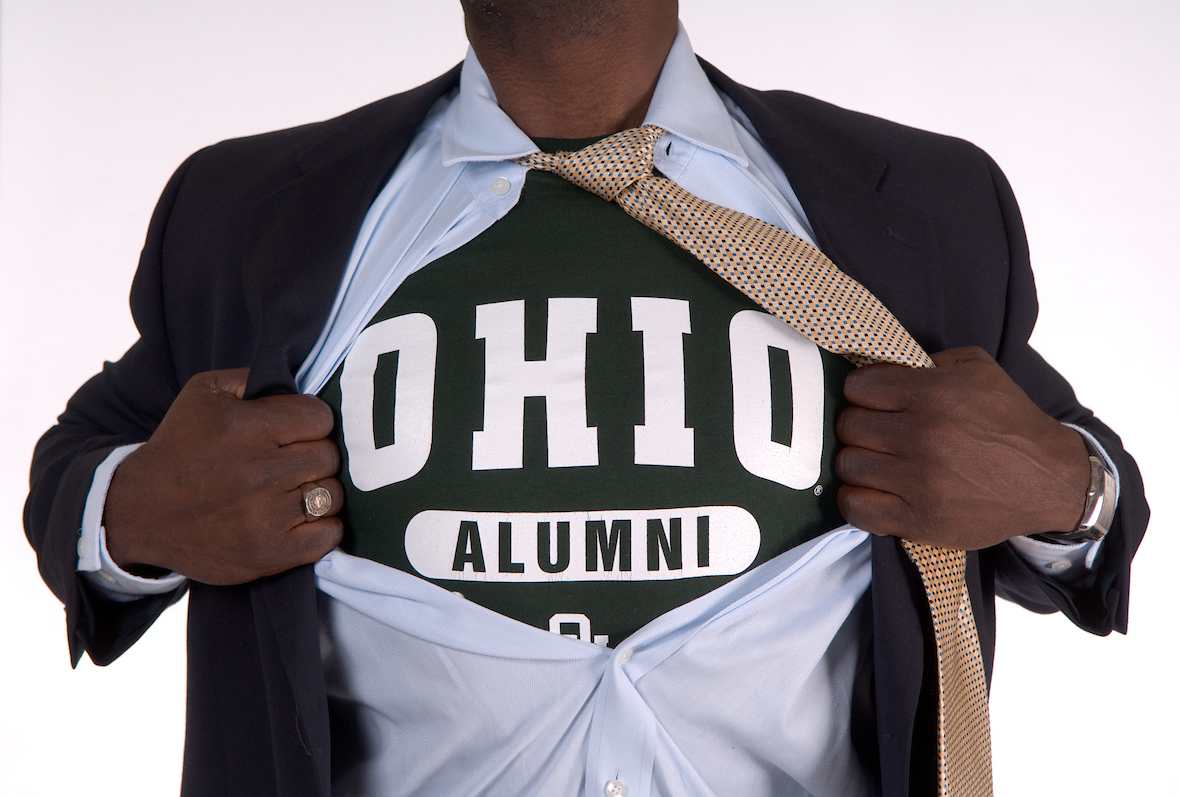 An unassuming business person reveals his Ohio University alumni status.