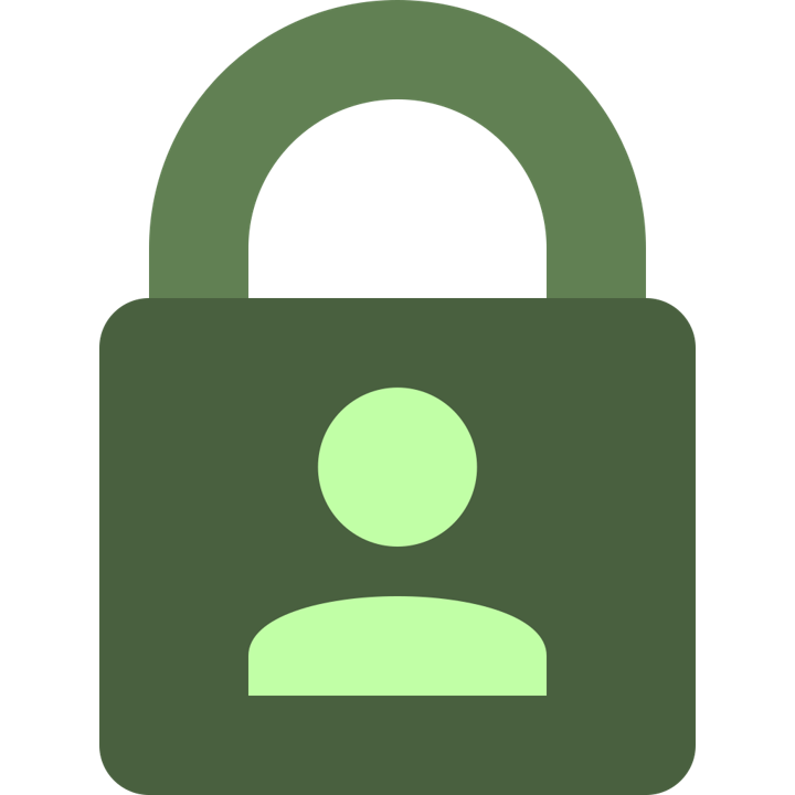 Clip art of a locked padlock with a keyhole in the shape of a user silhouette
