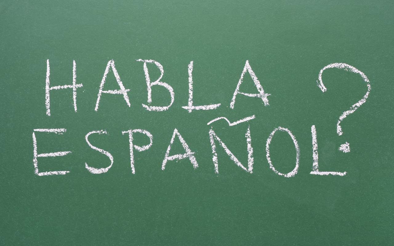 Blackboard with Spanish words
