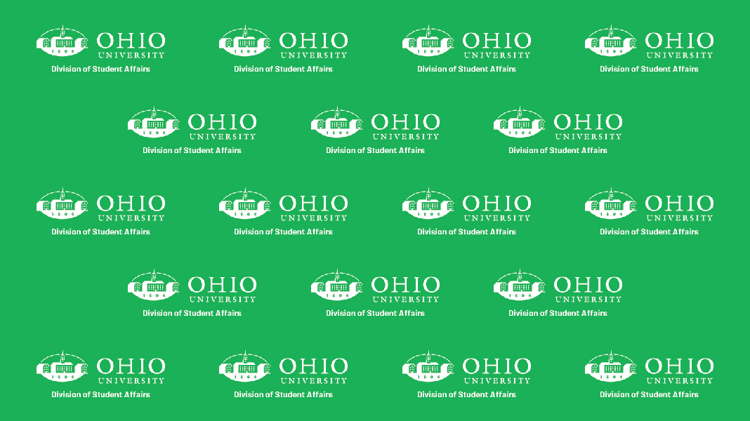 Ohio University Division of Student Affairs logo repeated on a green background 