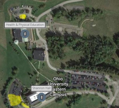 Map showing wi-fi coverage on the Eastern campus; text summary below.