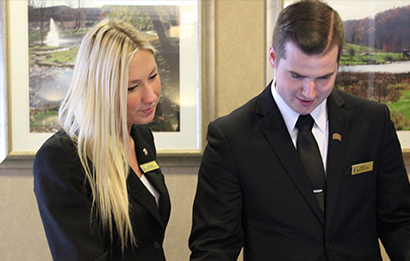 Two hospitality management students talk
