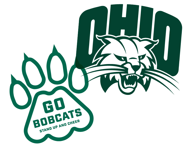 Bobcat Athletics logo and 'Go Bobcats' text inside paw illustration