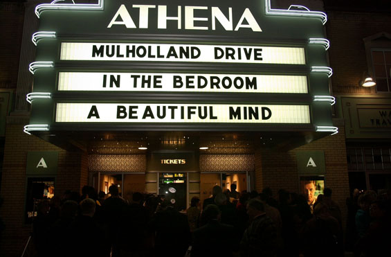 Marquee of the Athena Cinema on Court St. in Athens