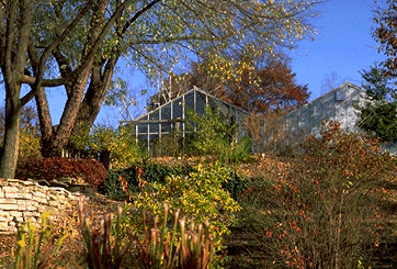 Photo of the Botanical Research building and greenhouse at Ohio University