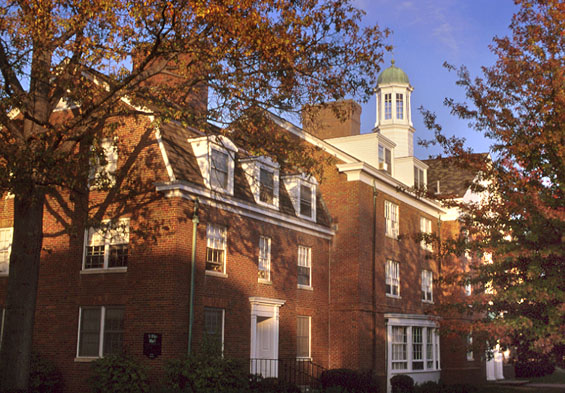 Photo of the front of Tiffin Hall, located on East Green
