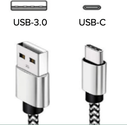 USB-3.0 cord and port and USB-C cord and port