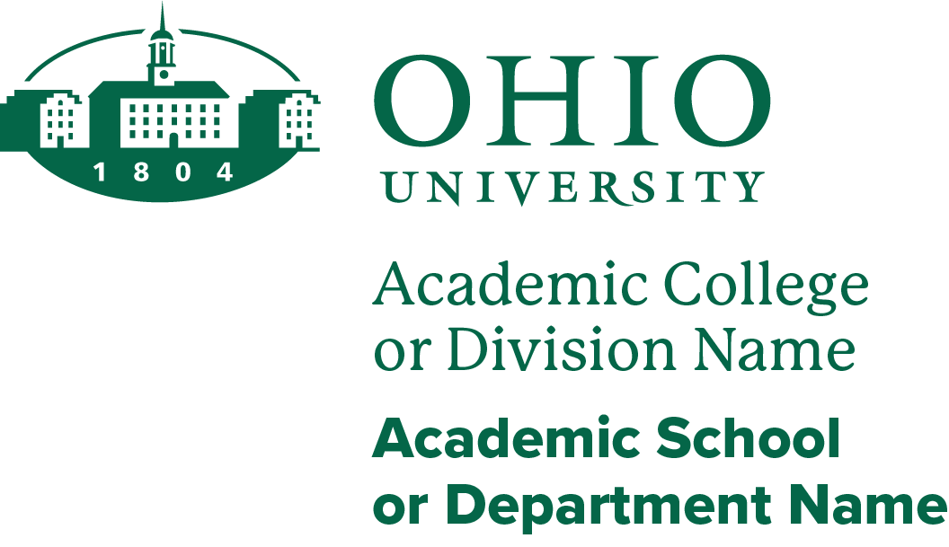 Ohio University formal logo lockup with unit and department