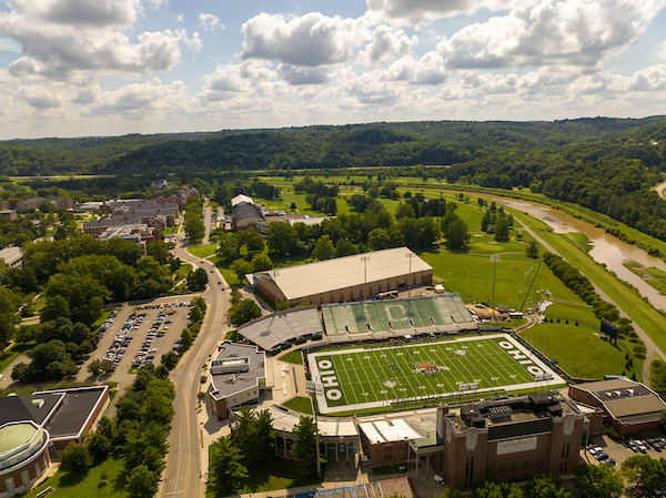 Aerial view of buildings on the Ohio University Athens campus