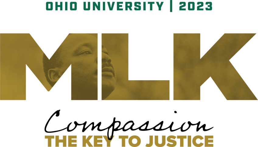 Image of Dr. Martin Luther King Jr. within his initials with the tagline Compassion for Justice
