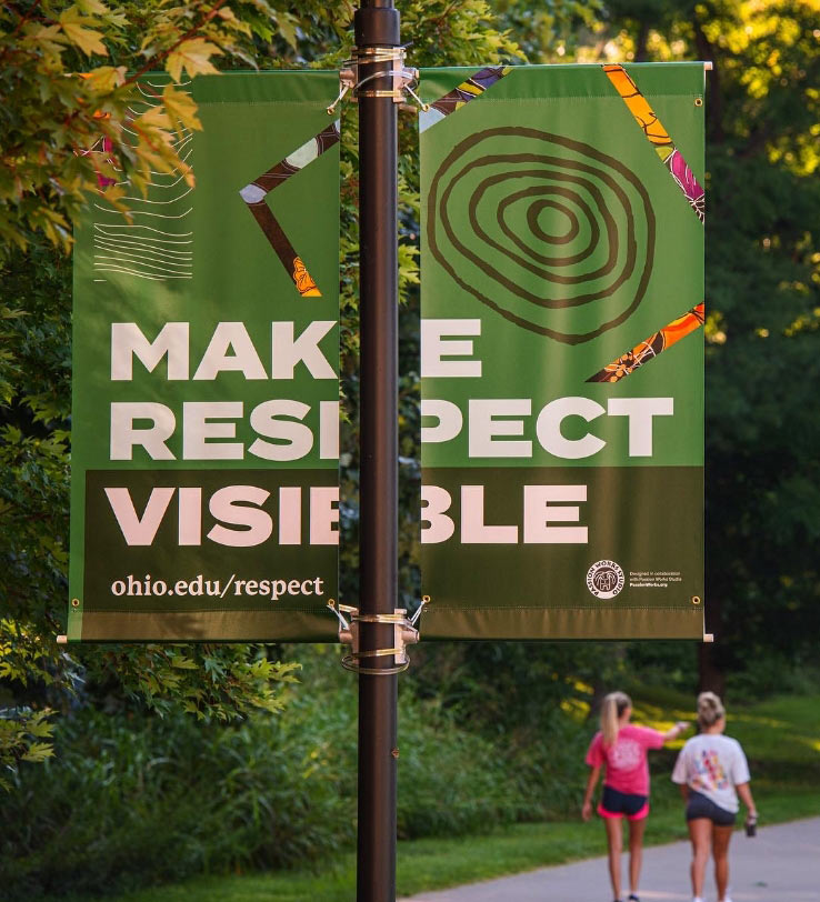 Make Respect Visible pole banner on campus
