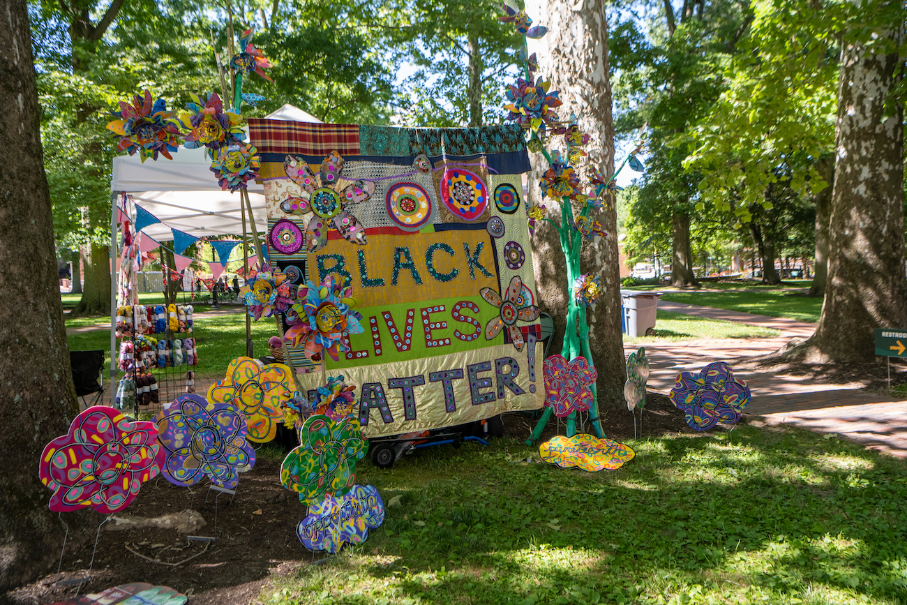 Black Lives Matter quilt produced by local organization, Passionworks. 