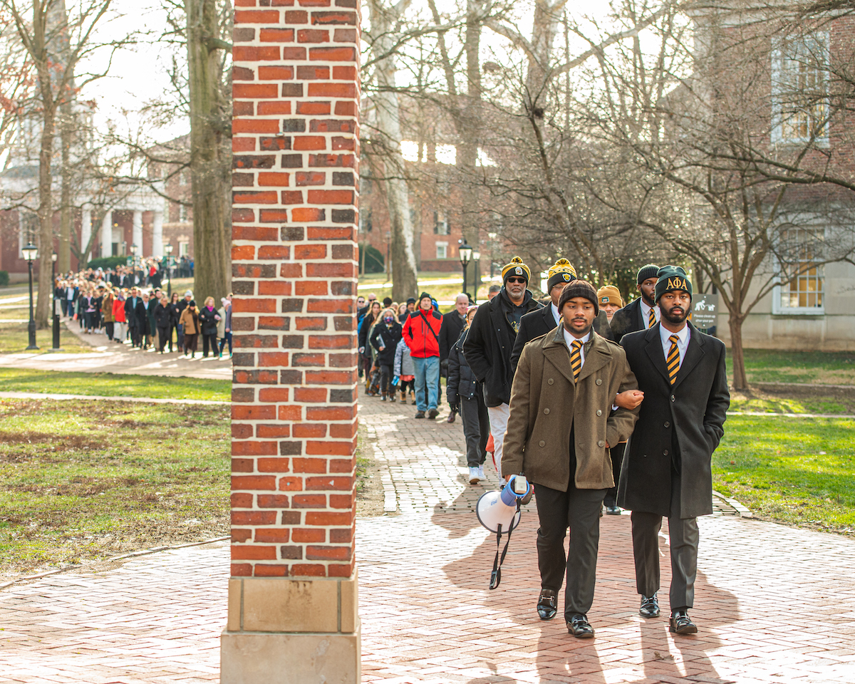 Students lead the annual MLK Silent March. 
