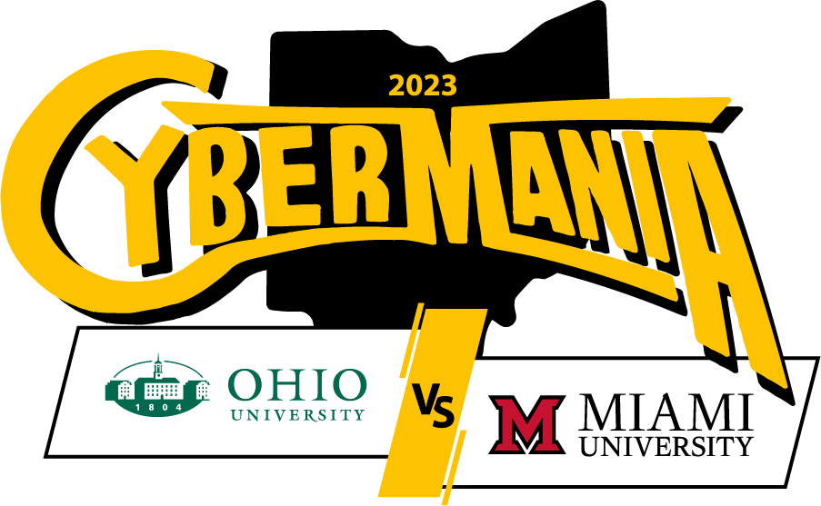 CyberMania logo for cybersecurity competition between Ohio University and Miami University