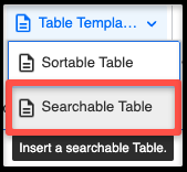 Searchable Table